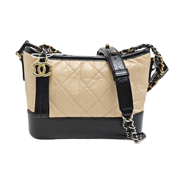 GABRIELLE Small Quilted Calfskin Beige