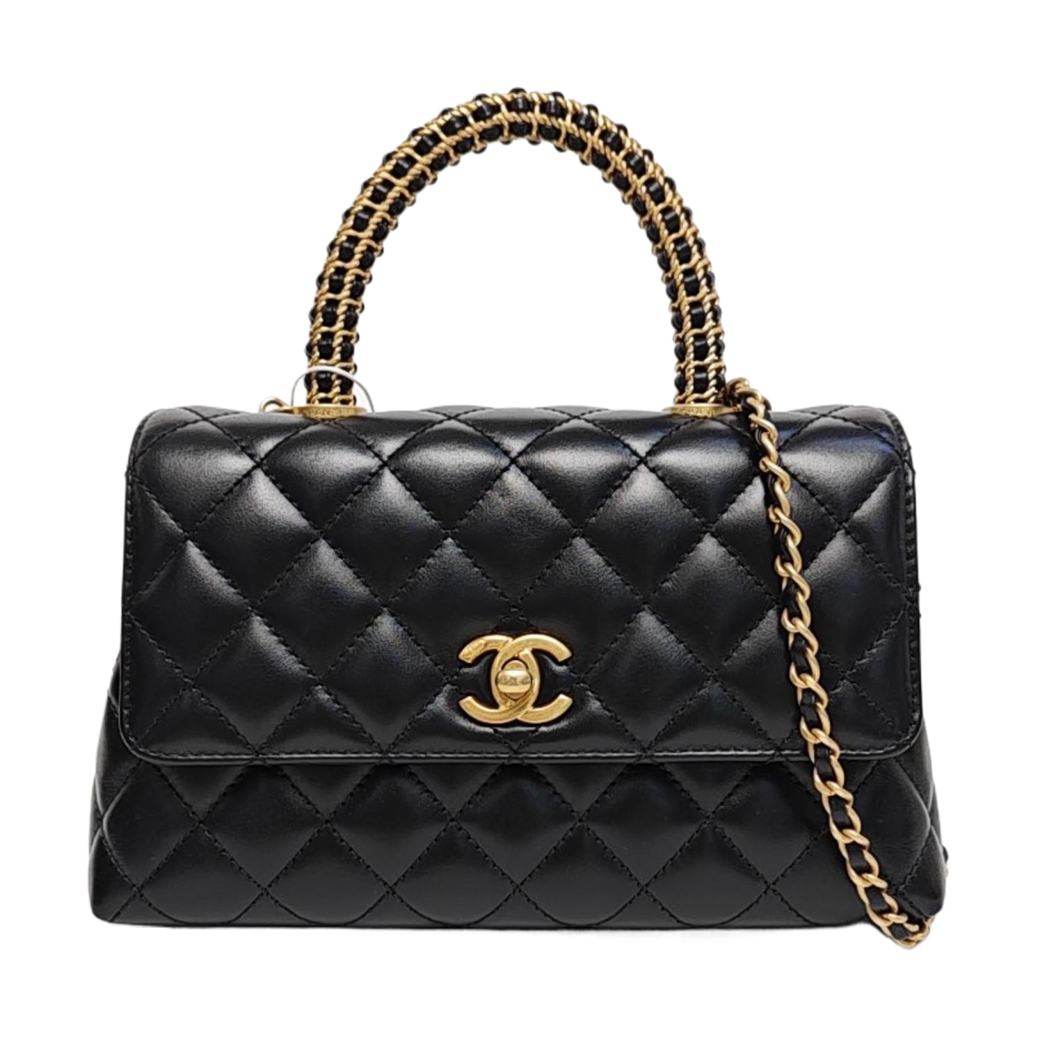 COCO HANDLE Small Quilted Calfskin Black