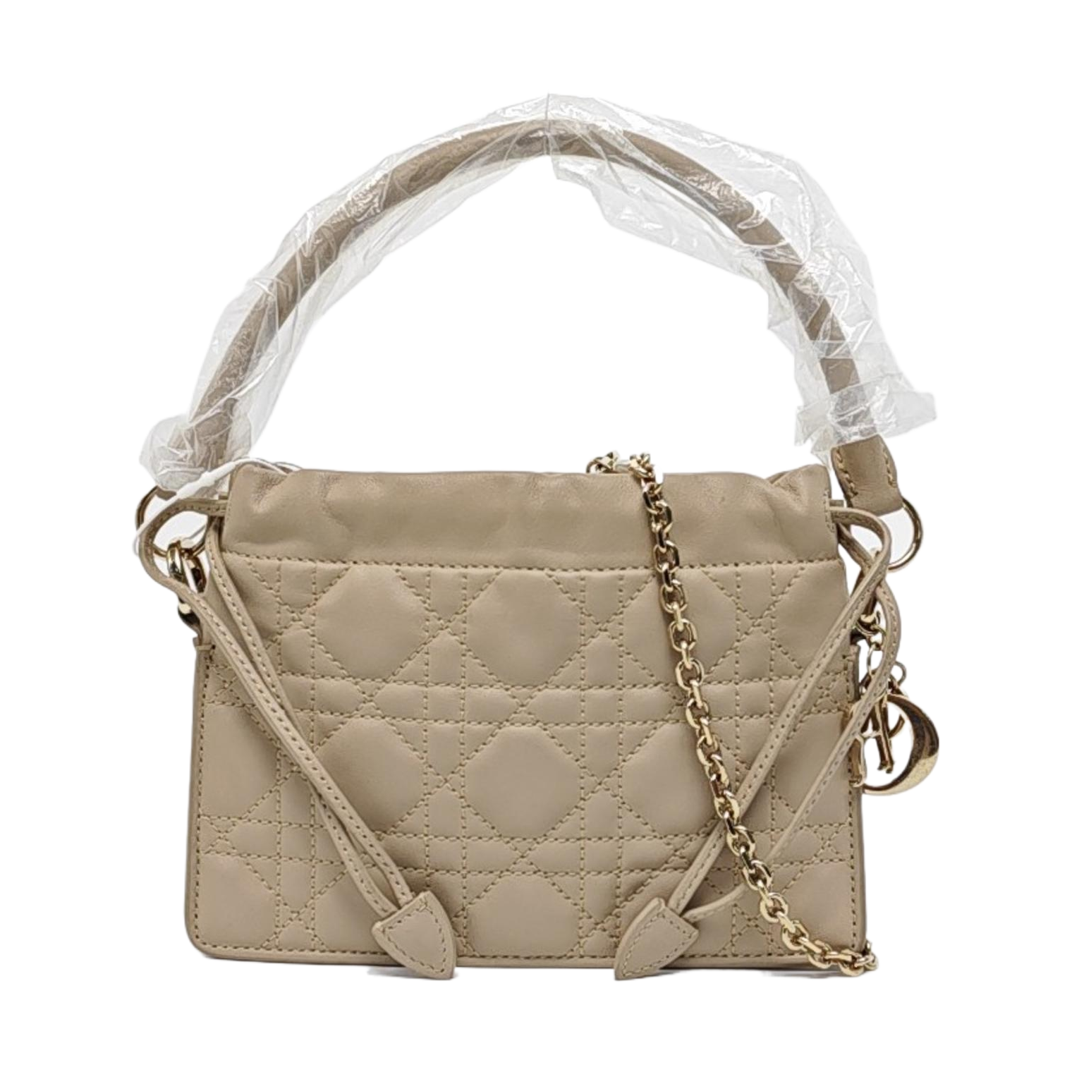 Authenticated pre-owned  Lady Dior Milly Mini Cannage Lambskin Beige - Shoulder Bag at Looply