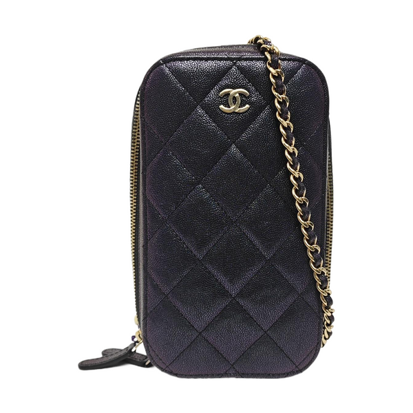 Quilted Grained Calfskin Metallic