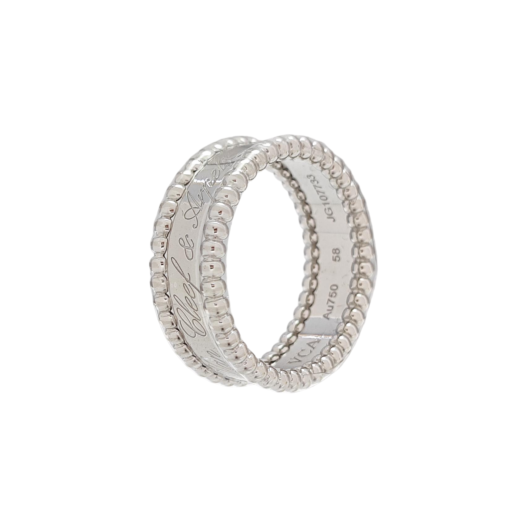 Perlée Signature 18k White Gold Silver Ring EU 58