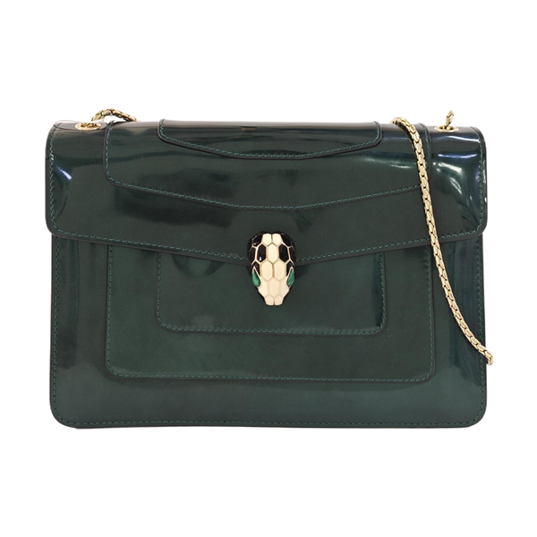 SERPENTI FOREVER Quilted Patent Leather Green