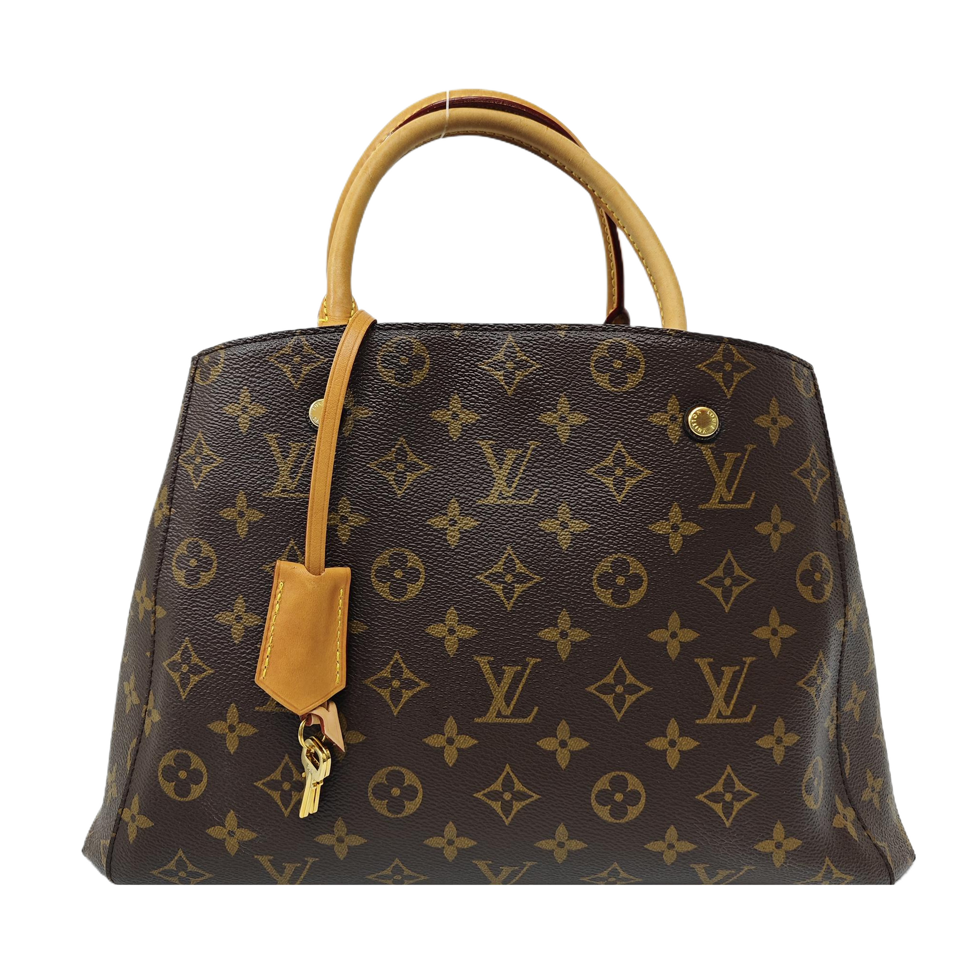 MONTAIGNE MM Monogram Coated Canvas Brown