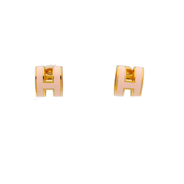 Pop H Metal Gold Stud Earrings