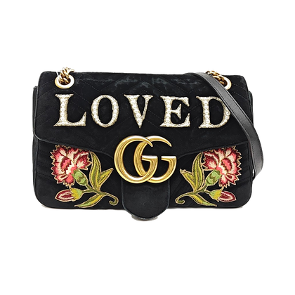 GG Marmont Large Quilted Velvet Black