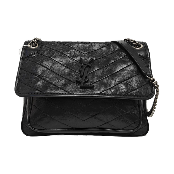 NIKI Medium Chevron Calfskin Black