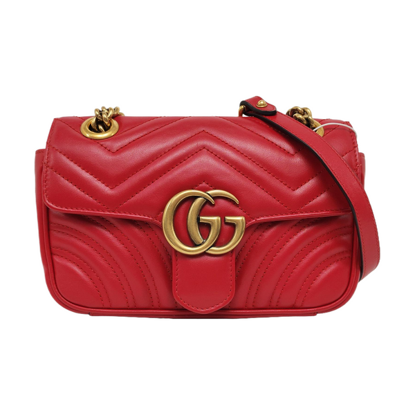 Authenticated pre-owned  GG Marmont Small Quilted Calfskin Red - Crossbody Bag at Looply
