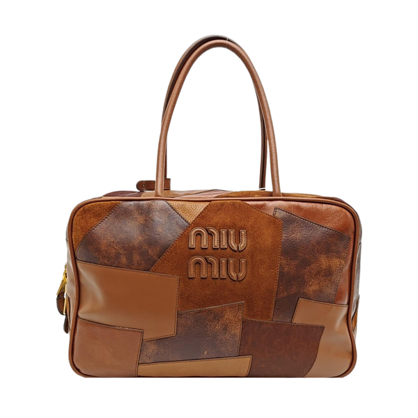 Calfskin Top Handle Bag Brown