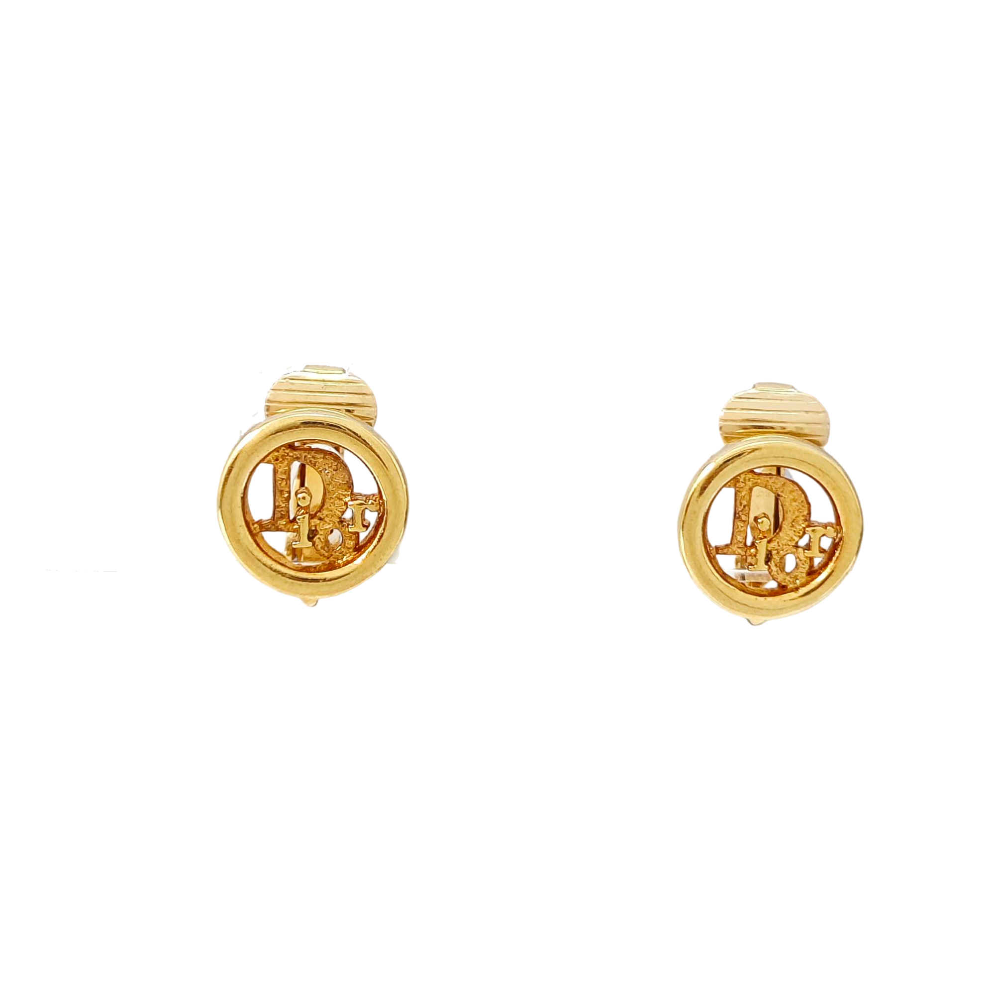 Dior Oblique Metal Gold Clip On Earrings