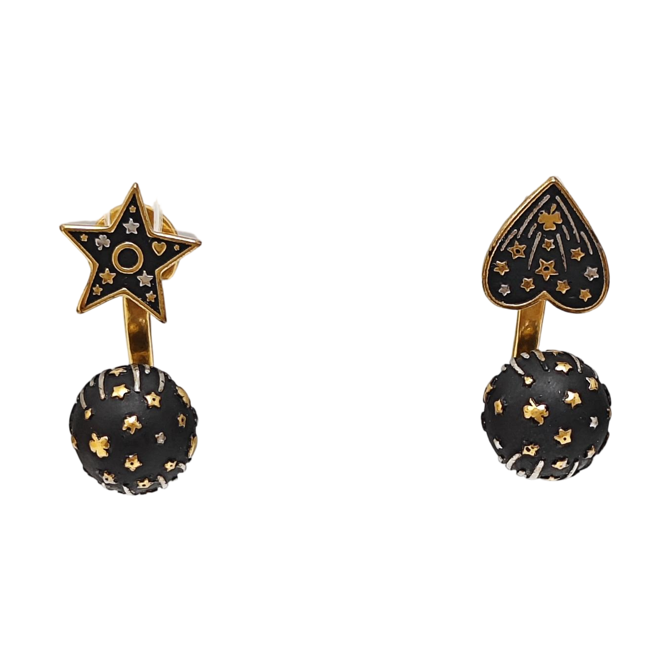 La Petite Tribale Metal Black Stud Earrings