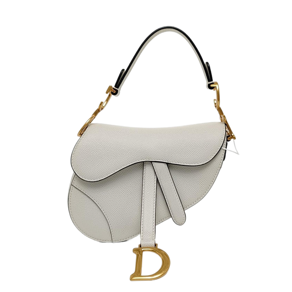 Authenticated pre-owned  Saddle Mini Calfskin White - Top Handle Bag at Looply