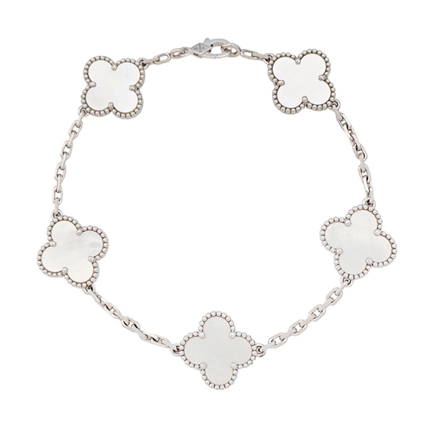Vintage Alhambra 18k White Gold Silver Bracelet
