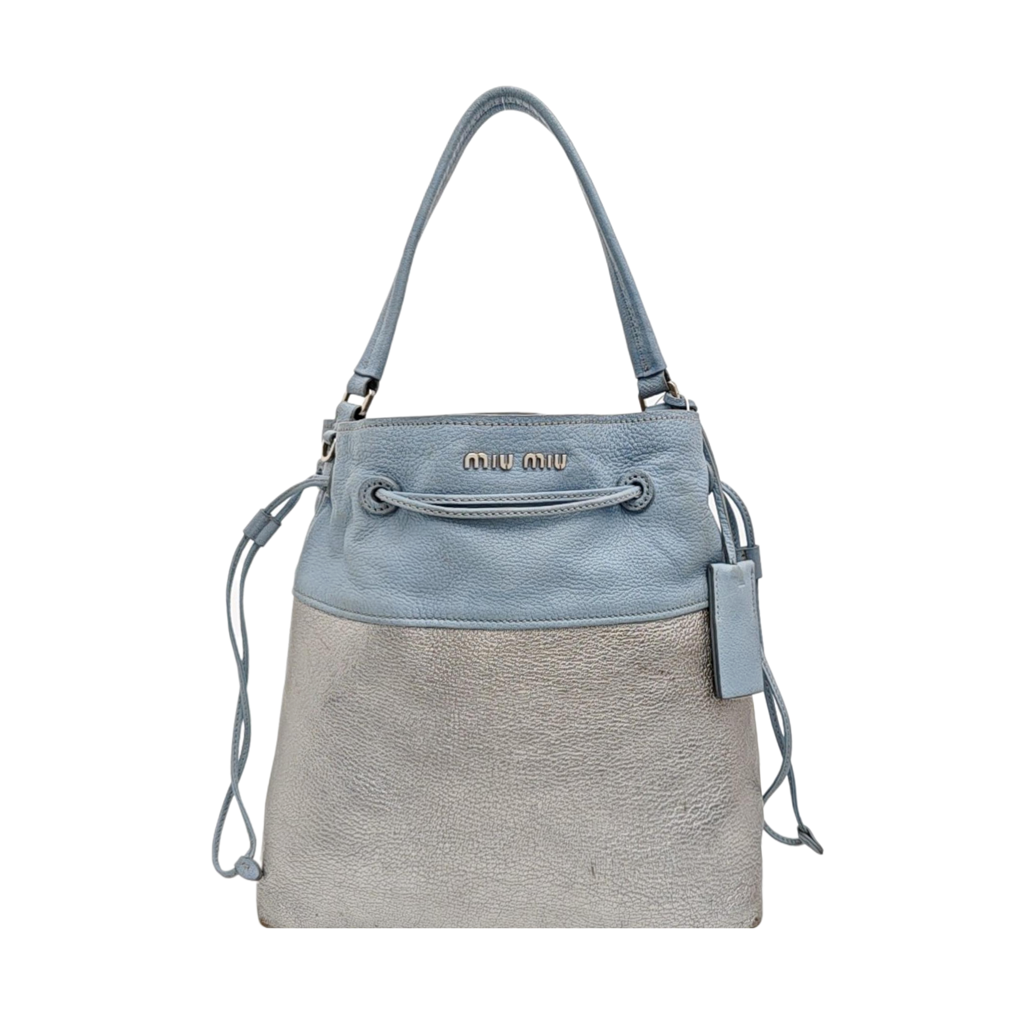 Calfskin Top Handle Bag Silver