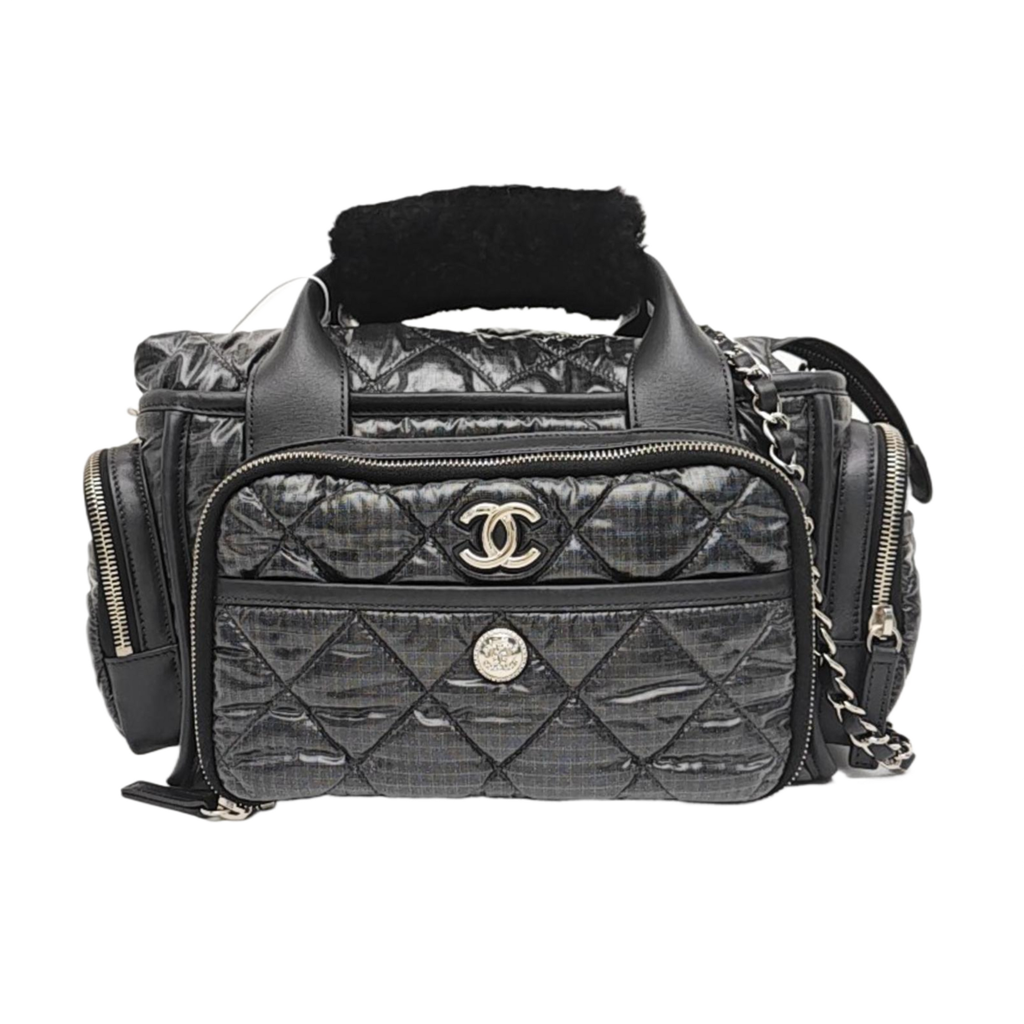Quilted Nylon Shoulder Bag Gray