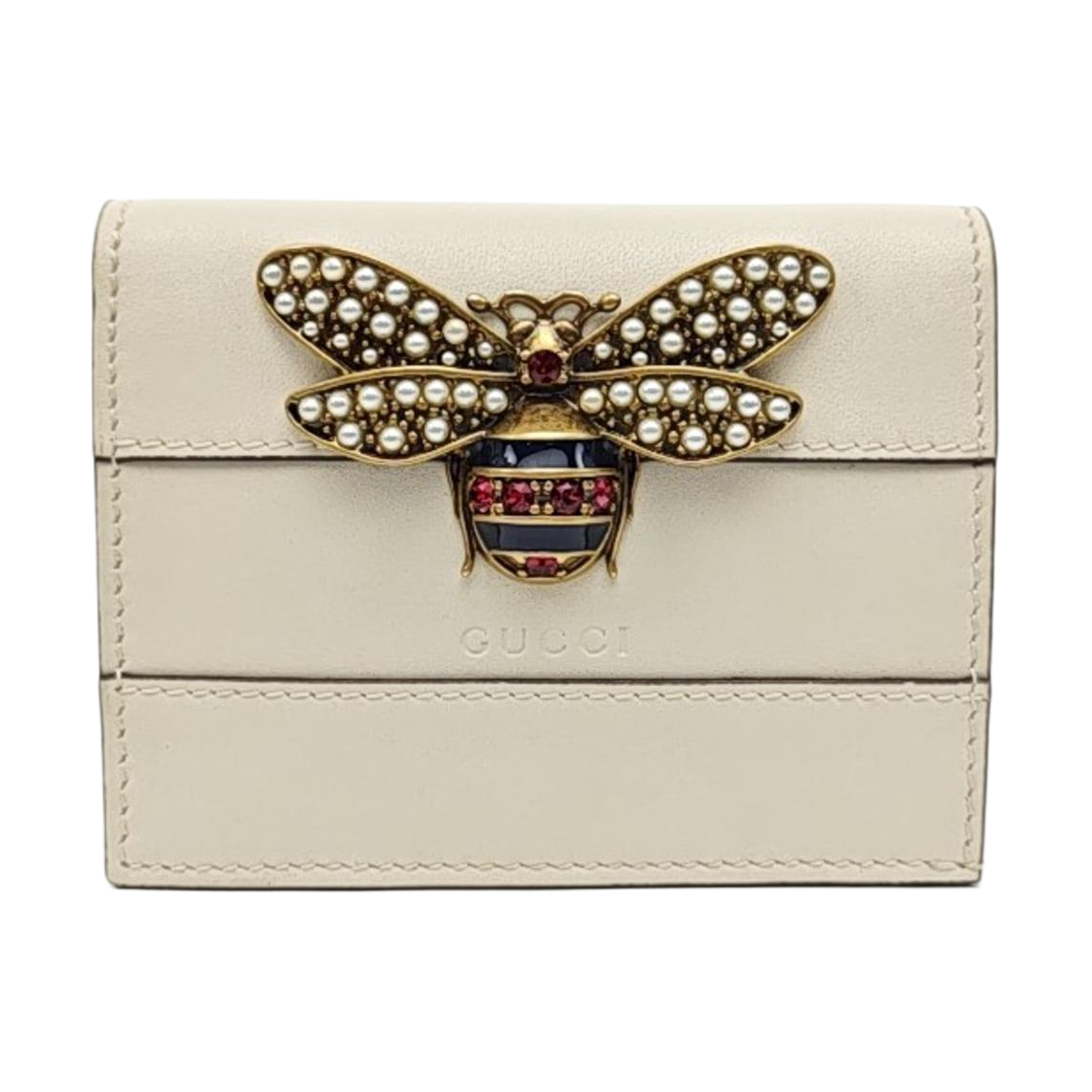 Queen Margaret Calfskin White Card Holder