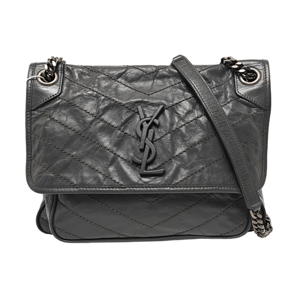 NIKI Medium Chevron Calfskin Gray