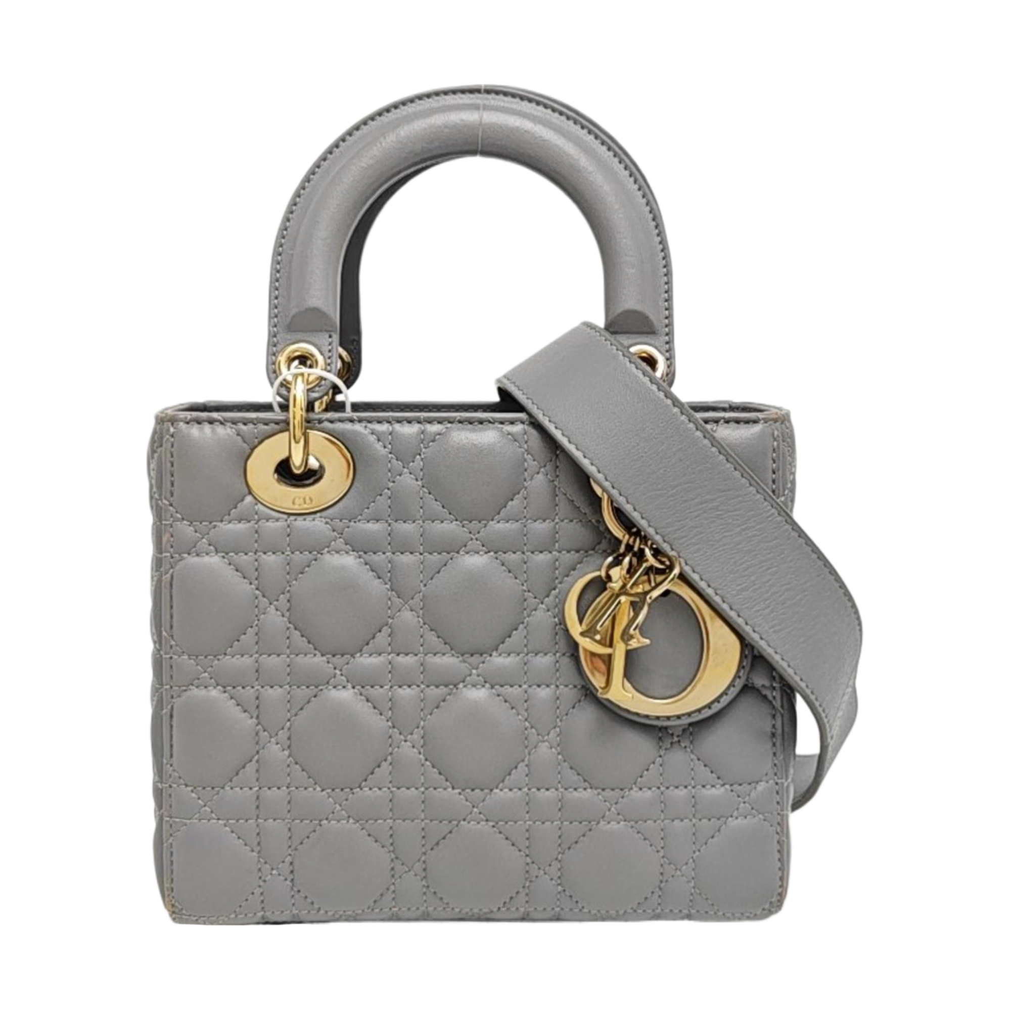 Lady Dior Small Cannage Lambskin Gray
