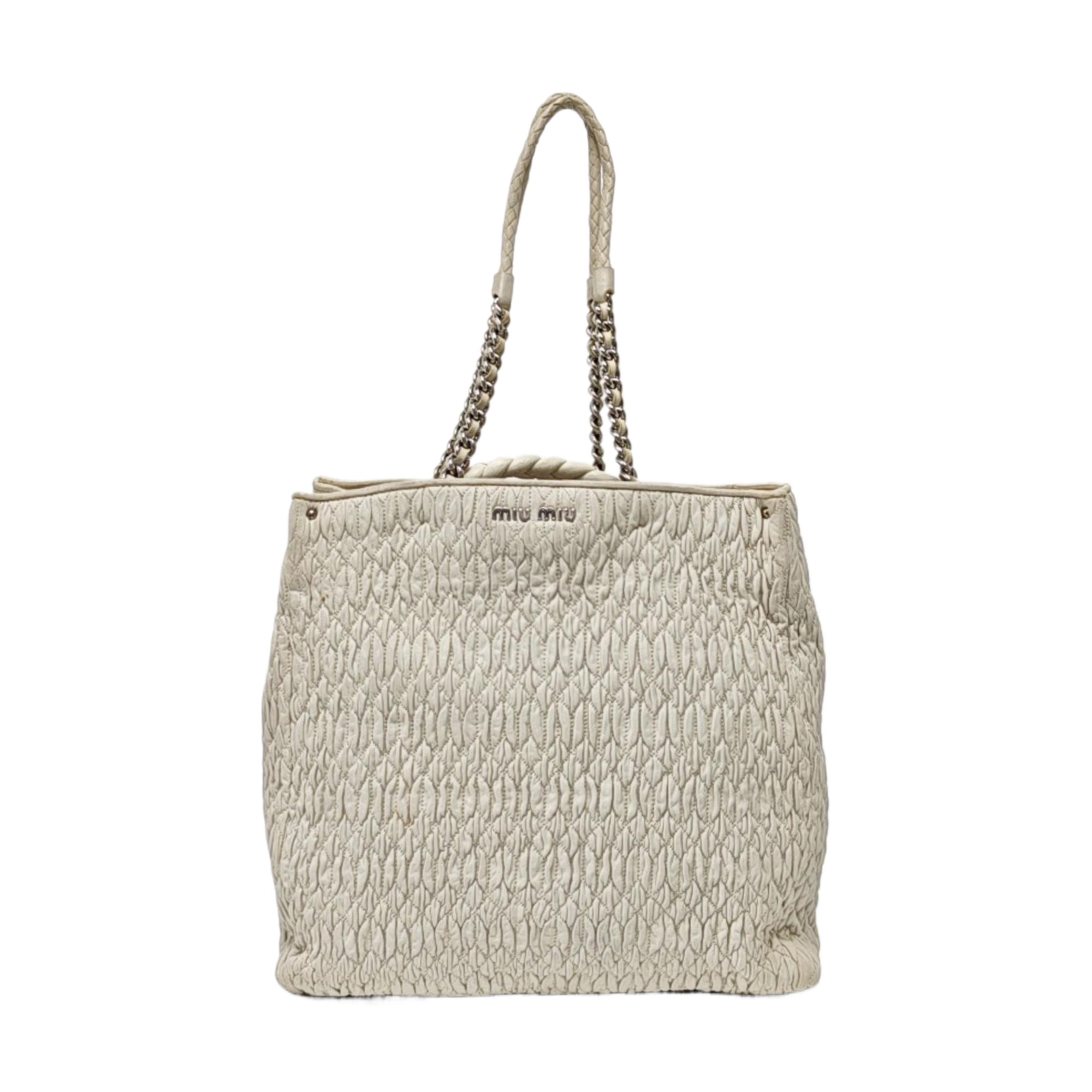 Quilted Lambskin Shoulder Bag White