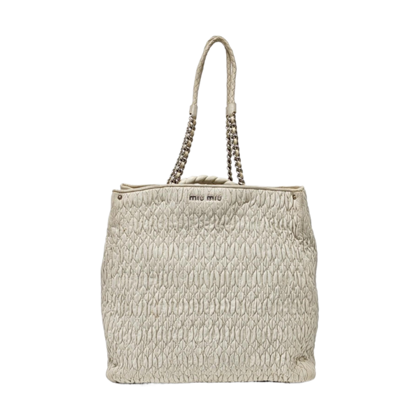 Quilted Lambskin Shoulder Bag White