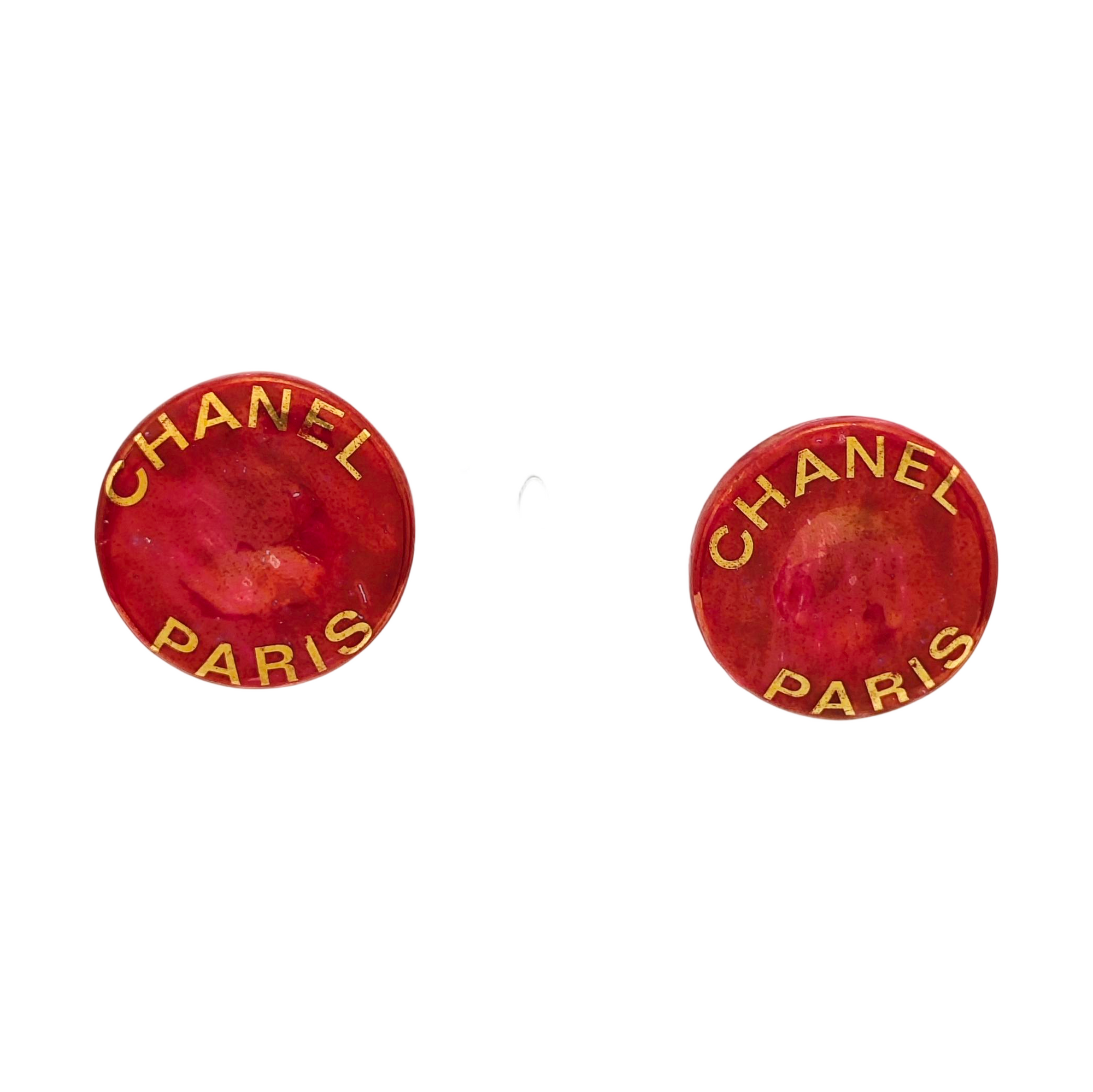 Metal Red Clip On Earrings