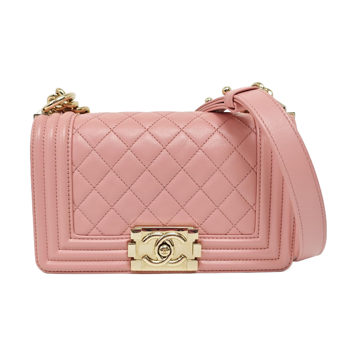 BOY CHANEL Small Quilted Calfskin Pink