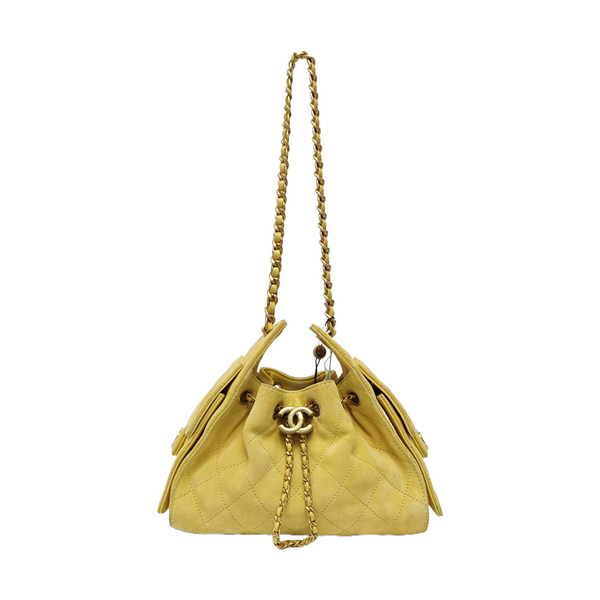 CHANEL 25 Quilted Suede Yellow