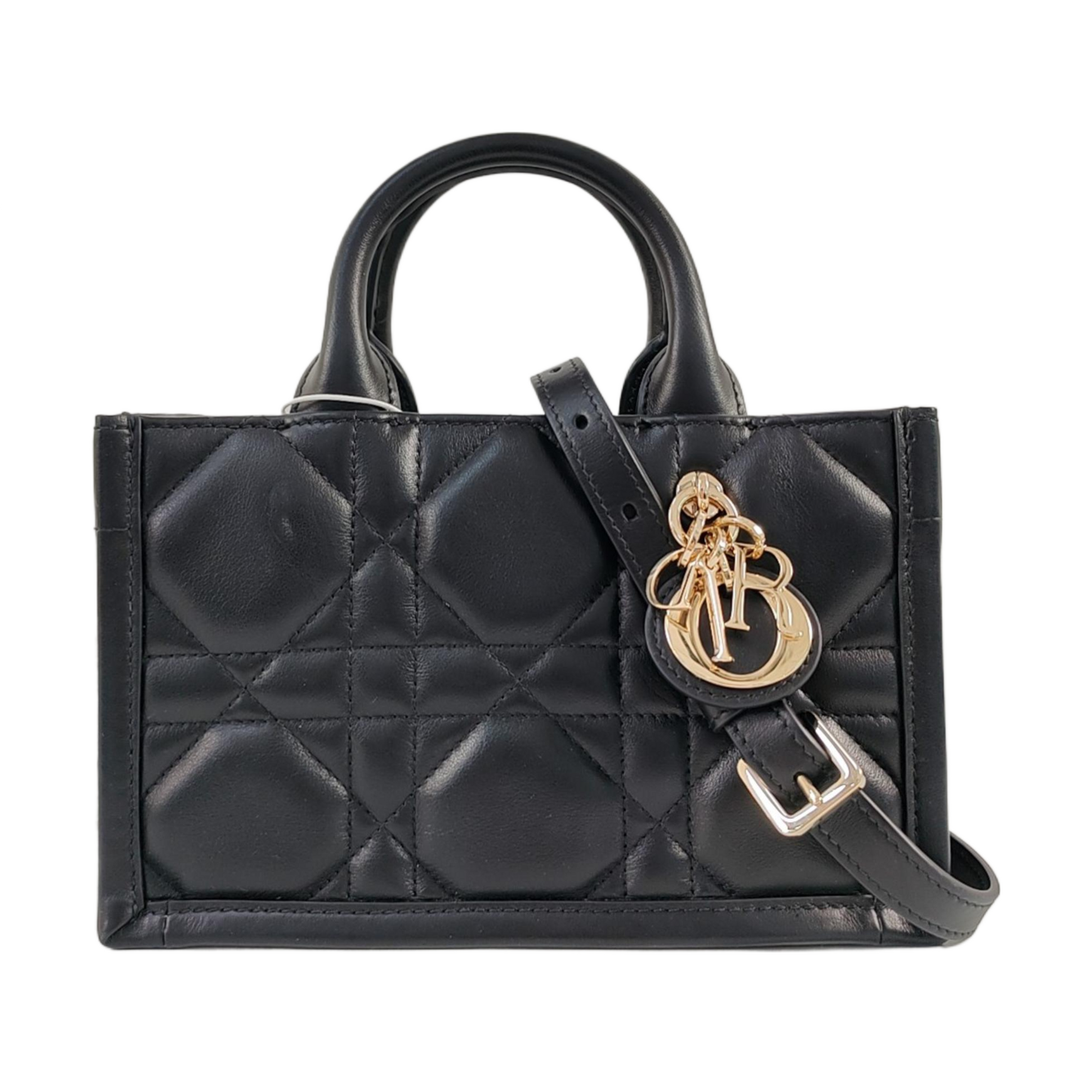 Authenticated pre-owned  Lady D-Joy Mini Cannage Calfskin Black - Tote Bag at Looply