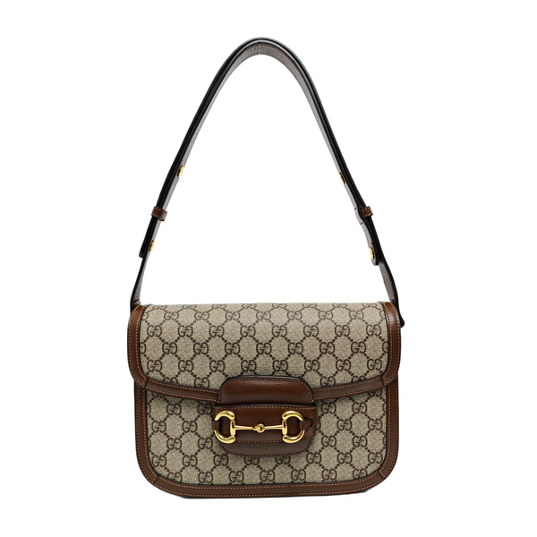 Horsebit 1955 Medium Monogram Coated Canvas Beige