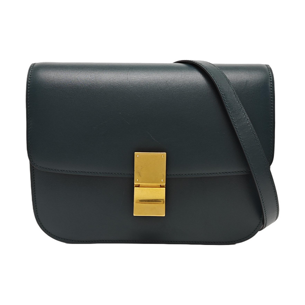 Authenticated pre-owned  CLASSIC BOX Medium Calfskin Green - Shoulder Bag at Looply