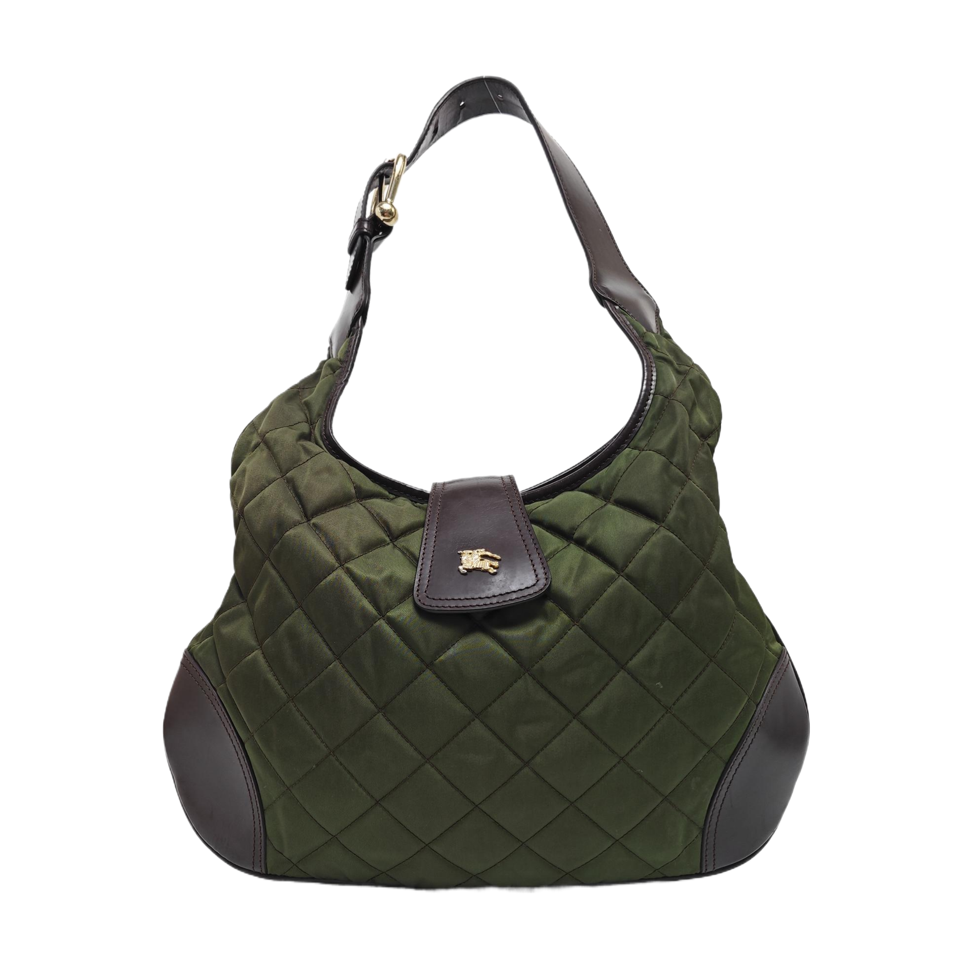 Quilted Nylon Shoulder Bag Green