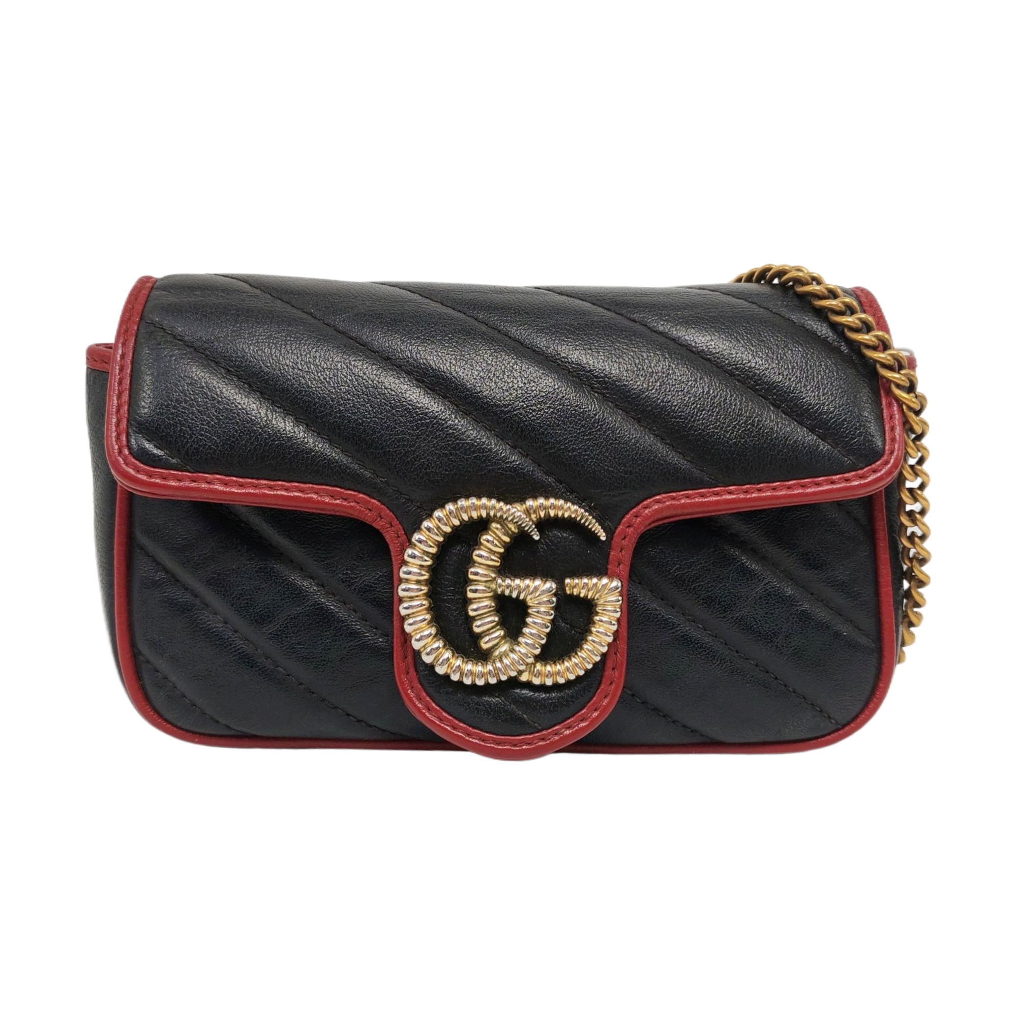 Authenticated pre-owned  GG Marmont Super Mini Quilted Calfskin Black - Crossbody Bag at Looply