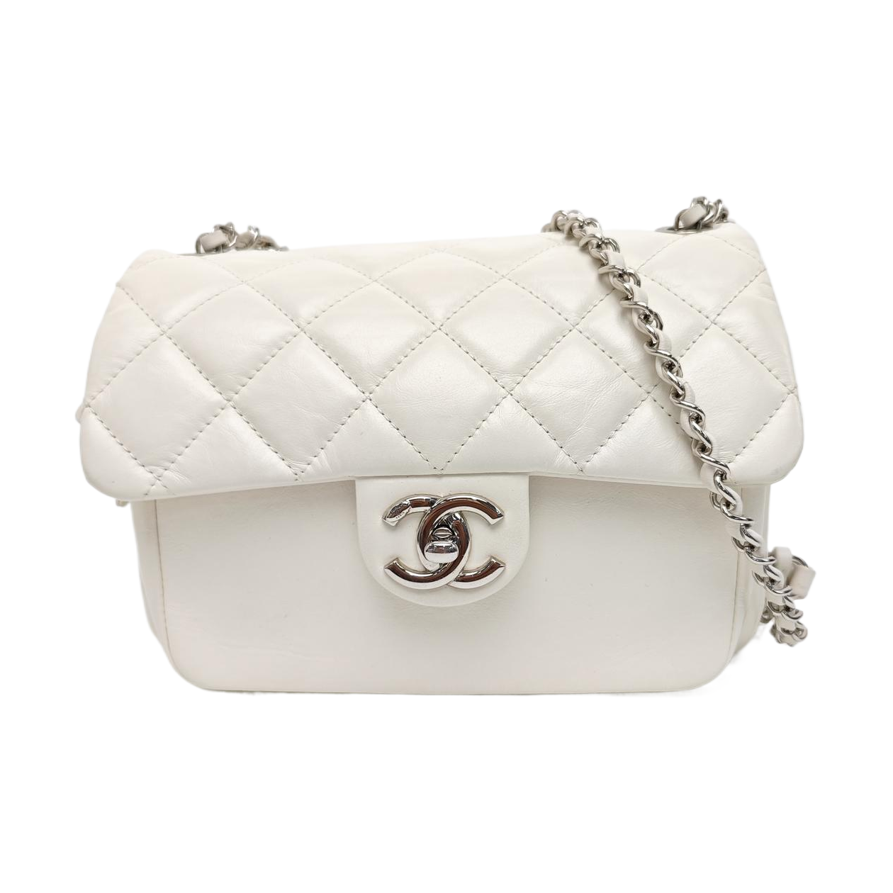 CLASSIC FLAP Mini Quilted Calfskin White