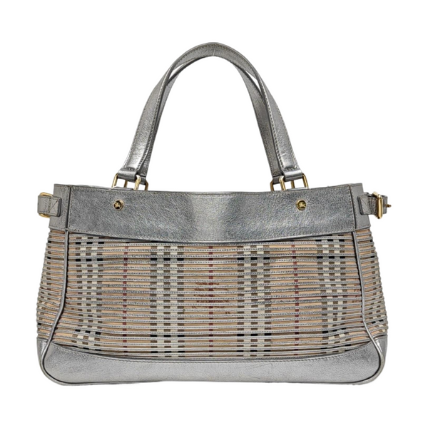 Coated Canvas Tote Bag Silver