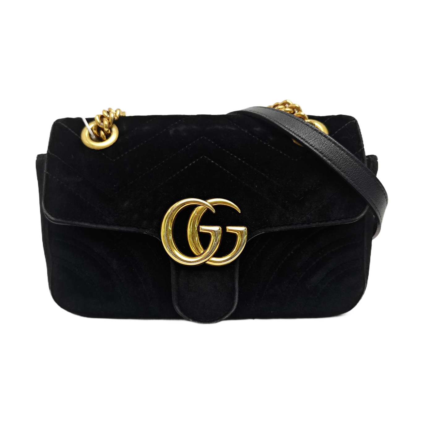 GG Marmont Small Quilted Velvet Black