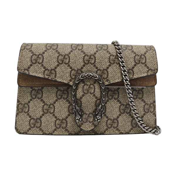 Dionysus Super Mini Monogram Coated Canvas Beige