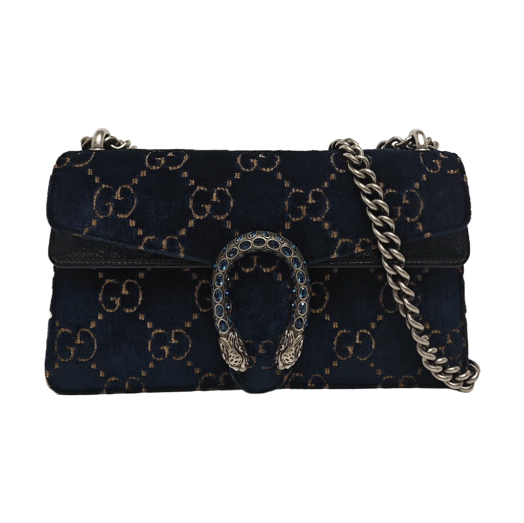 Dionysus Small Monogram Velvet Blue
