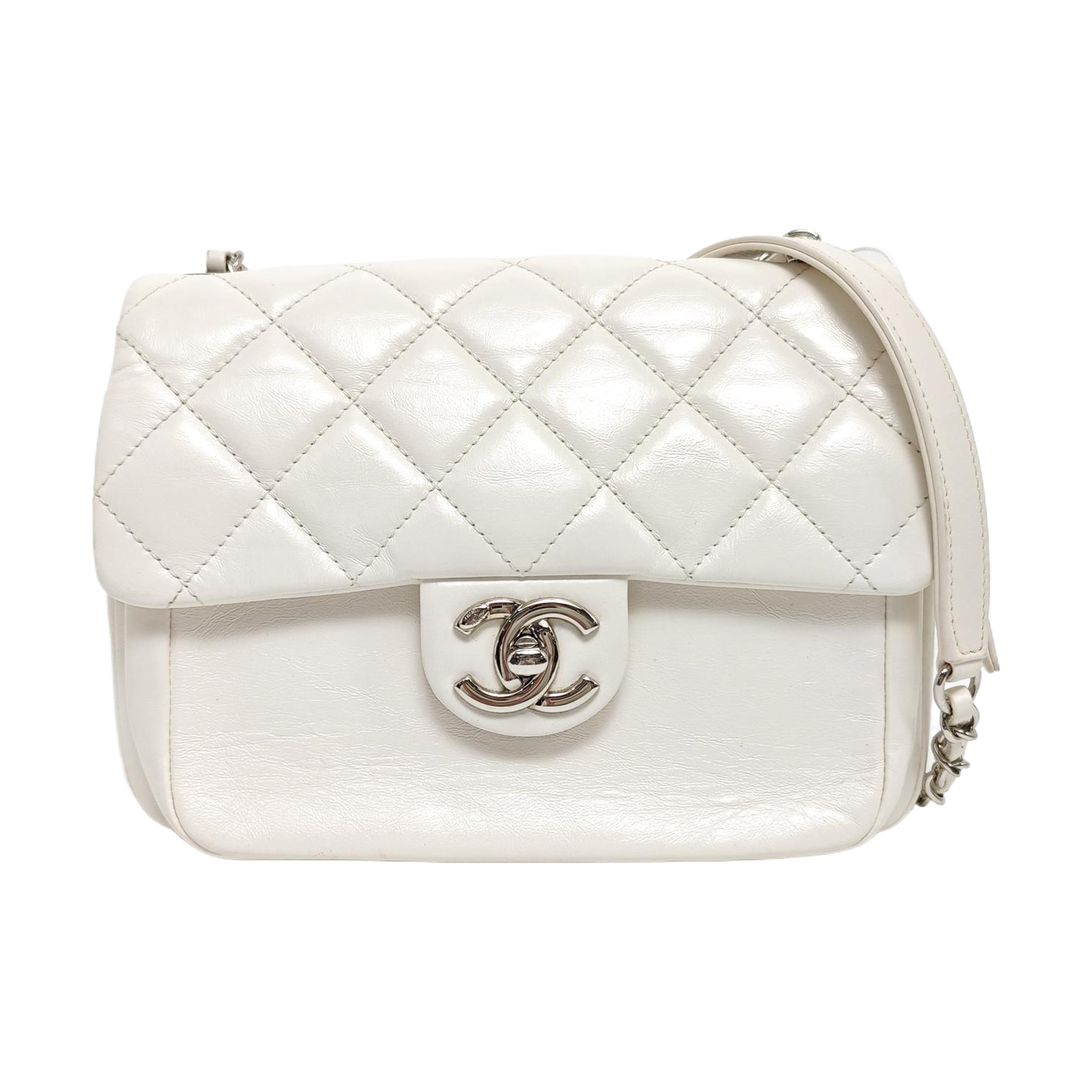 CLASSIC FLAP Mini Quilted Calfskin White
