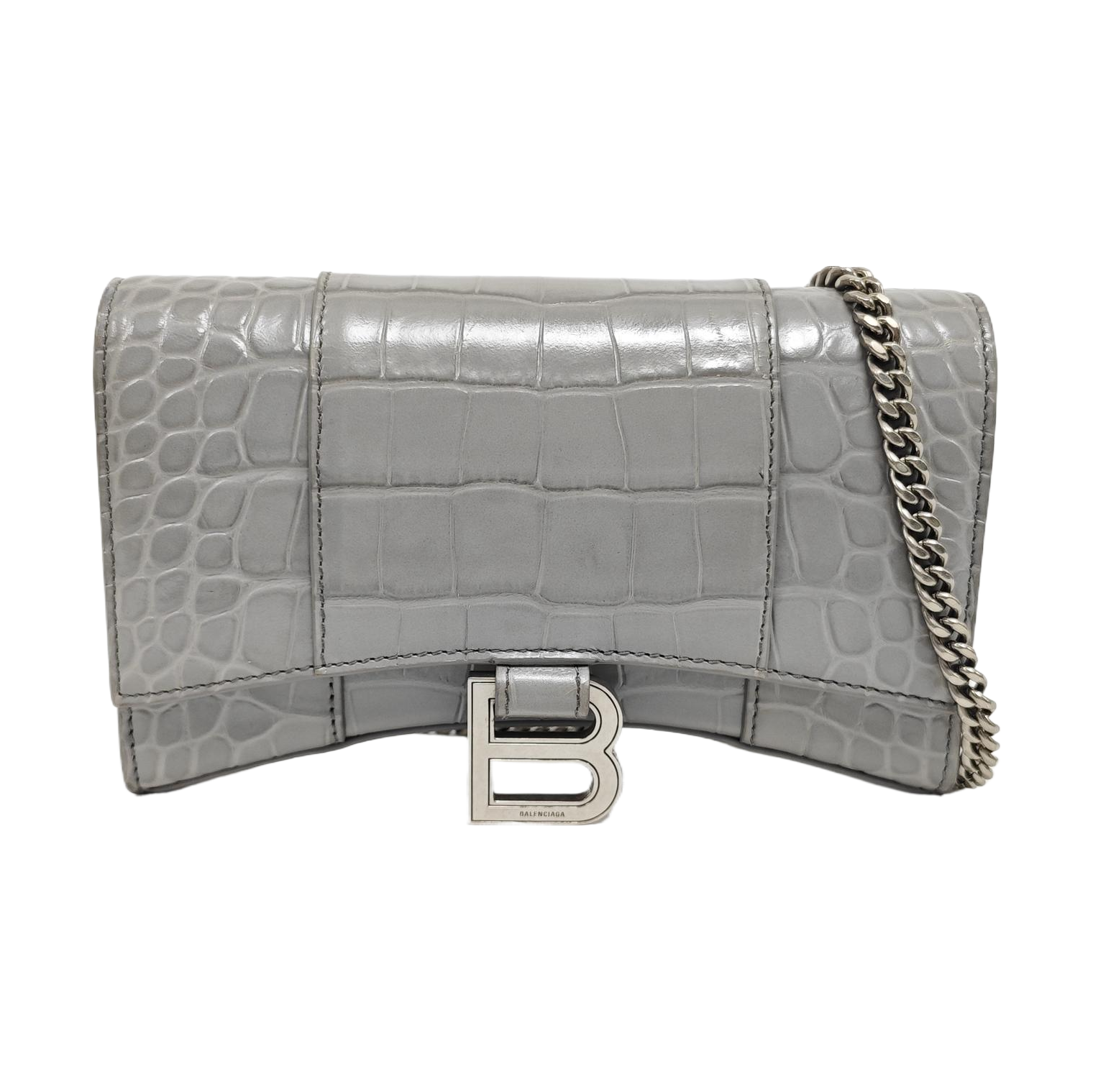 Hourglass Wallet On Chain Mini Calfskin Gray