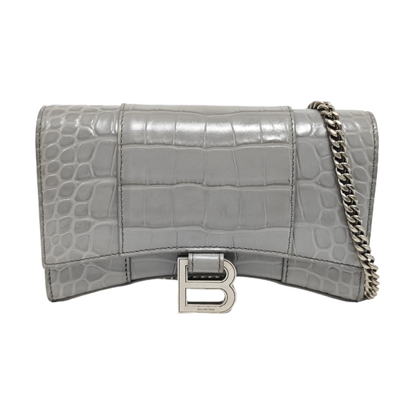 Hourglass Wallet On Chain Mini Calfskin Gray