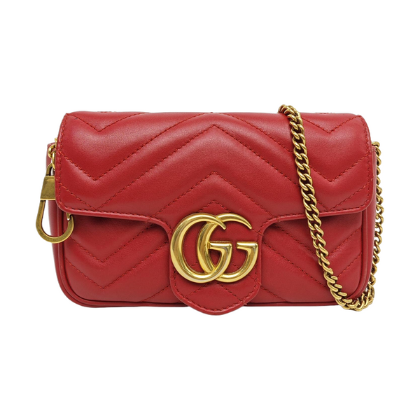 GG Marmont Mini Quilted Calfskin Red
