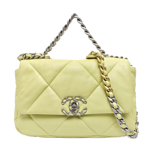 CHANEL 19 Small Quilted Lambskin Yellow