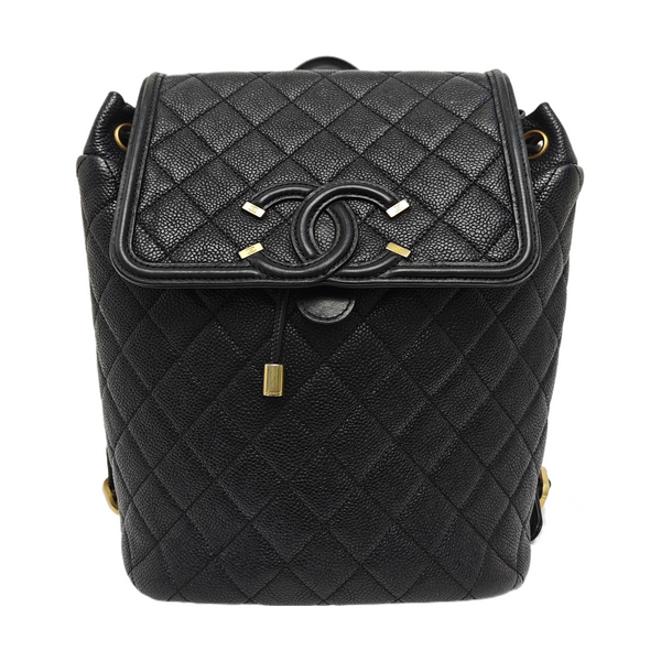 FILIGREE Small Quilted Grained Calfskin Black