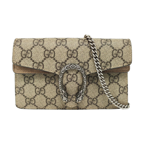 Dionysus Super Mini Monogram Coated Canvas Beige