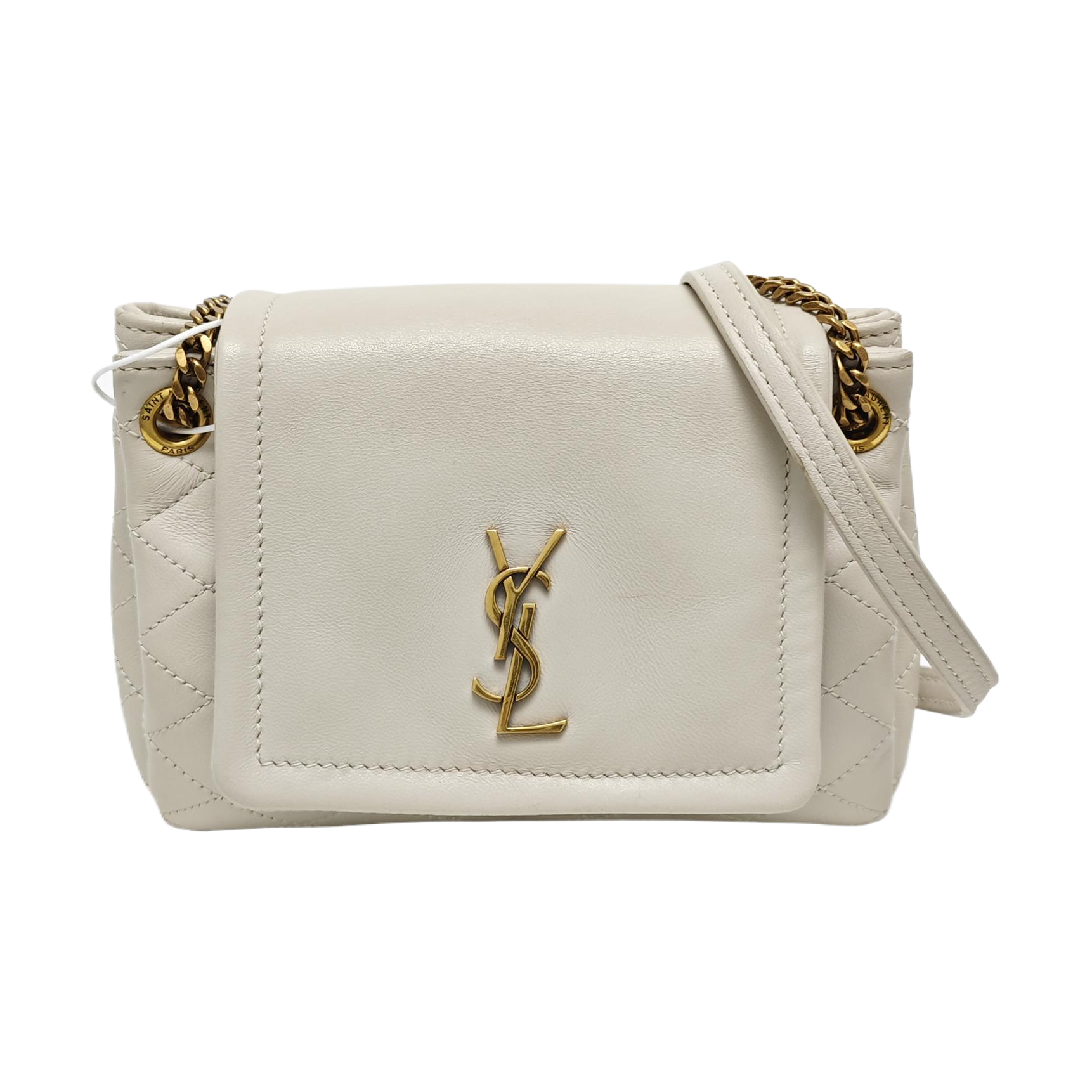 Quilted Lambskin Shoulder Bag White
