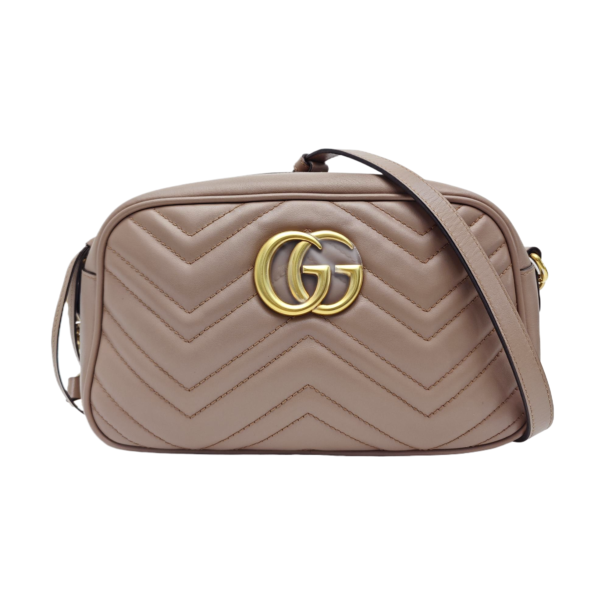 GG Marmont Small Quilted Calfskin Beige