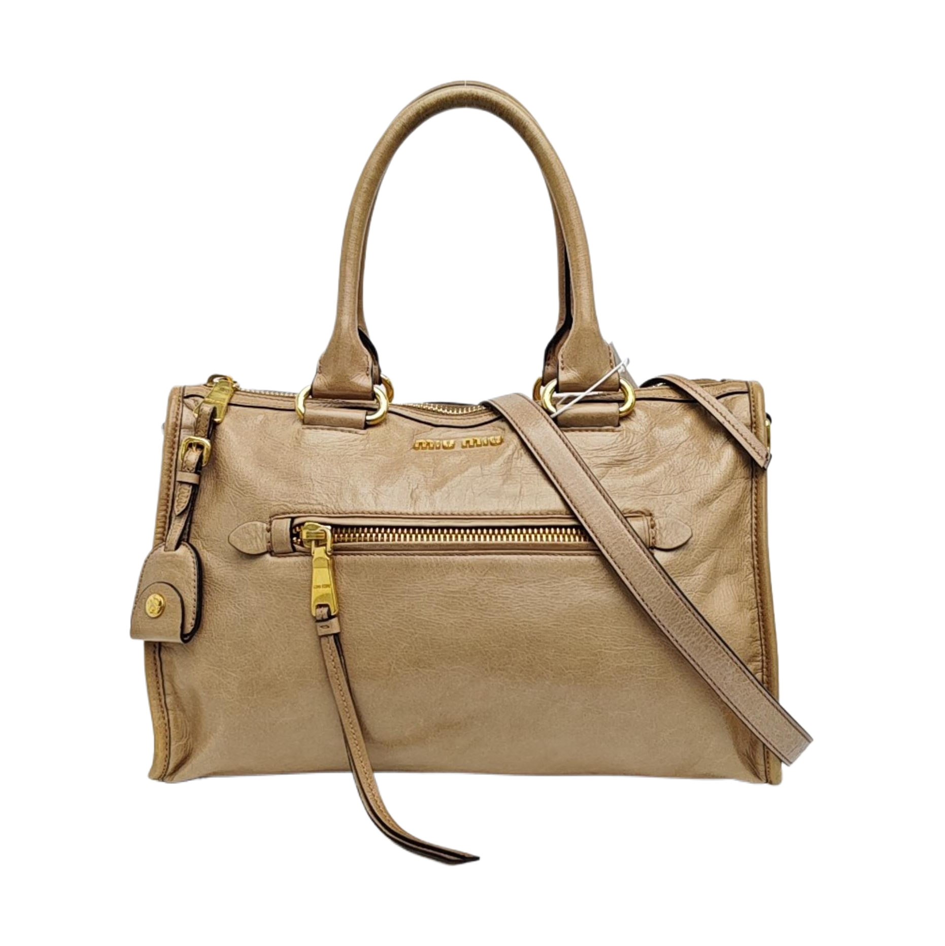Shoulder Strap Calfskin Beige