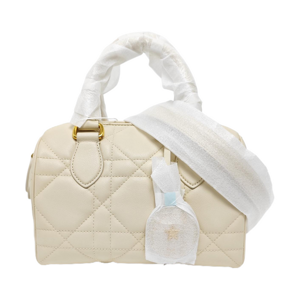 Cannage Calfskin Shoulder Bag White