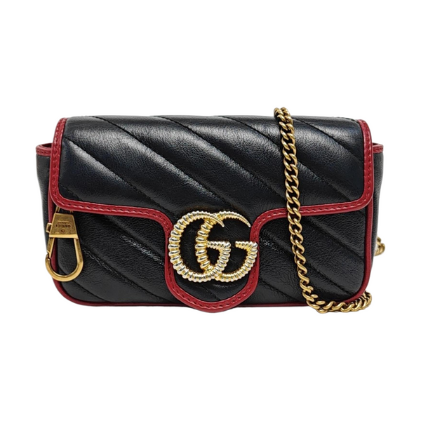 GG Marmont Super Mini Quilted Calfskin Black