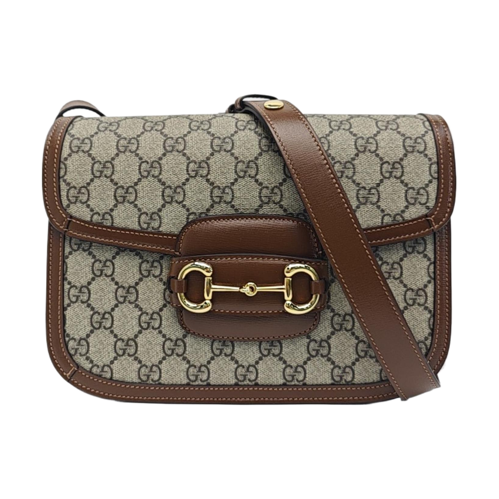 Horsebit 1955 Medium Monogram Coated Canvas Beige