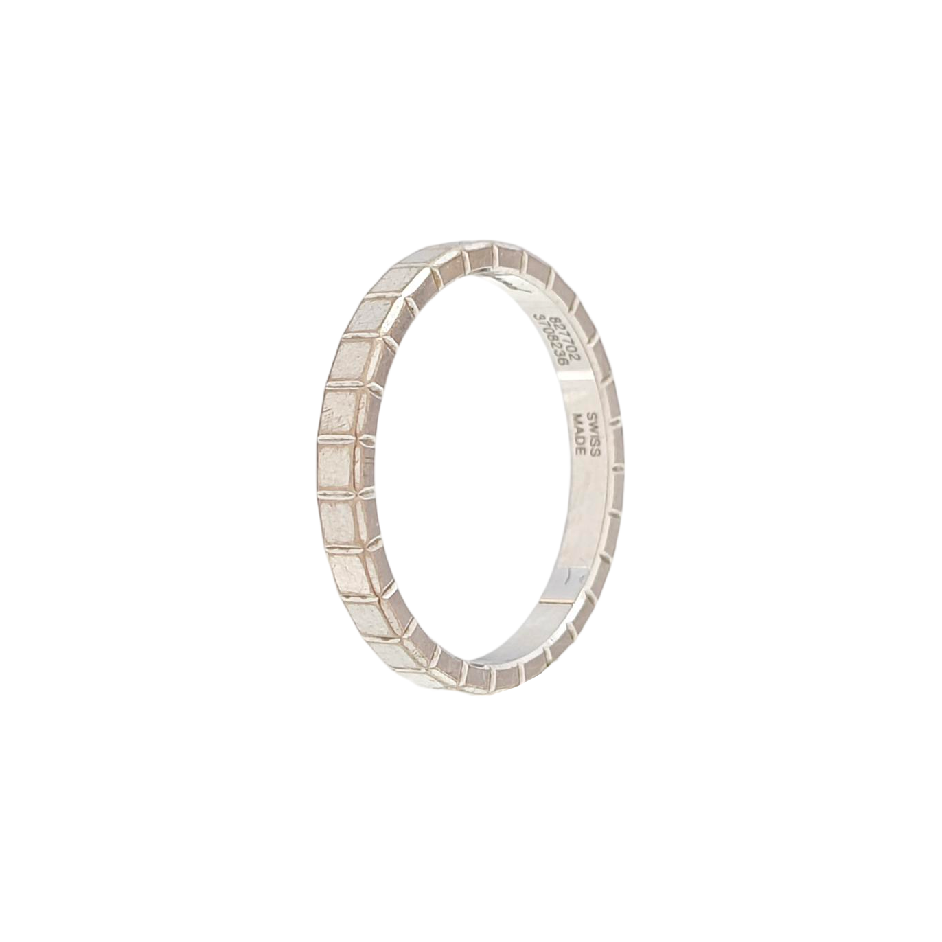 Ice Cube 18k White Gold Silver Ring EU 53